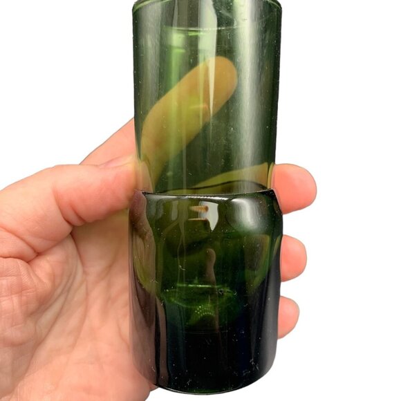 Vintage Set Mid Century Danish Modern Green Encased Shot Art Glass Avocado Green - Picture 3 of 9